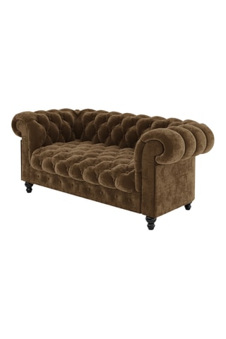 Canapé Chesterfield - Marron - 2 places - En tissu velours