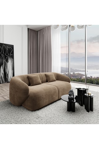 Canapé Maitano - Marron - 2 places - En tissu velours