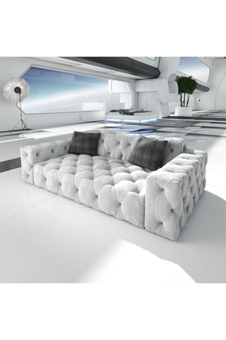 Canapé Volt - Gris clair - 2 places - En tissu velours