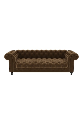 Canapé Chesterfield - Marron - 3 places - En tissu velours