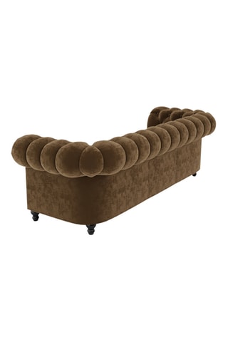 Canapé Chesterfield - Marron - 3 places - En tissu velours