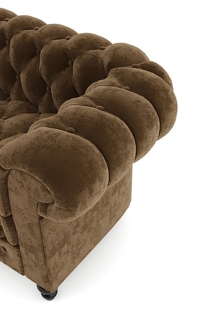 Canapé Chesterfield - Marron - 3 places - En tissu velours