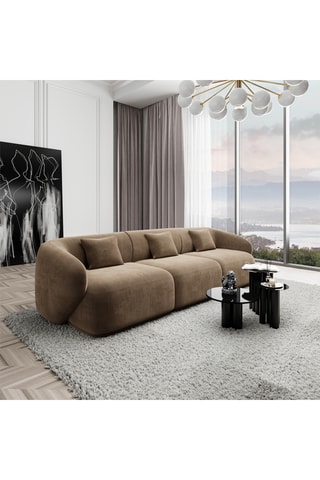 Canapé Maitano - Marron - 3 places - En tissu velours