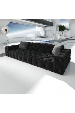 Canapé Volt - Noir - 4 places - En tissu velours