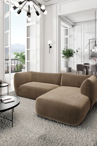 Canapé d'angle droit Leroy - Marron - 5 places - En tissu velours