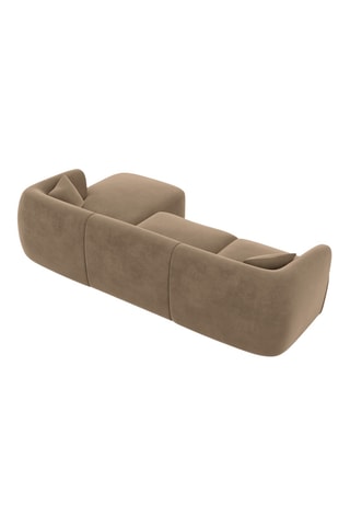 Canapé d'angle droit Ozura - Marron - 5 places - En tissu velours