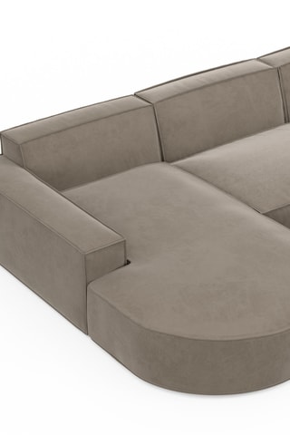 Canapé d'angle gauche Victoria - Beige - 6 places - En tissu velours