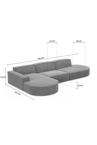 Canapé d'angle gauche Victoria - Beige - 6 places - En tissu velours