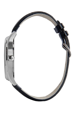 Orologio al quarzo in pelle - Nero e argentato