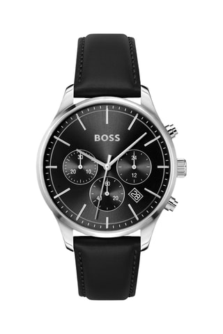 Orologio al quarzo in pelle - Cronografo - Nero e argentato