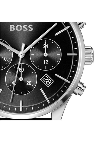 Orologio al quarzo in pelle - Cronografo - Nero e argentato