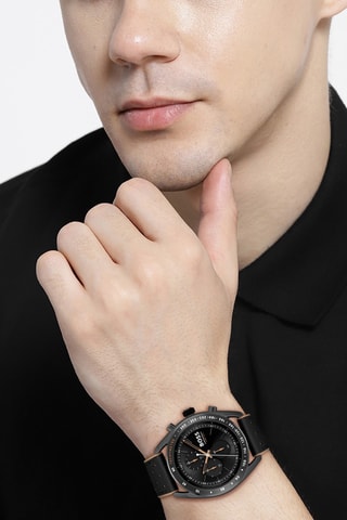 Orologio al quarzo in silicone - Cronografo e tachimetro - Nero