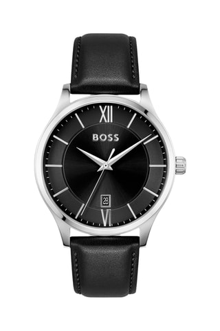 Orologio al quarzo in pelle - Nero e argentato