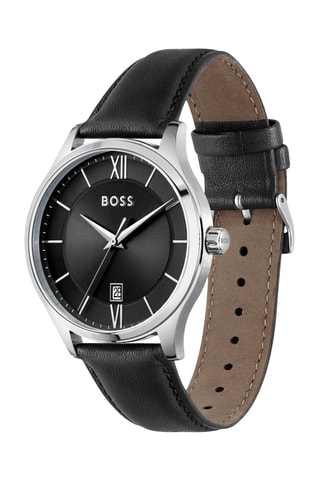 Orologio al quarzo in pelle - Nero e argentato