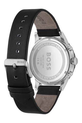 Orologio al quarzo solare in pelle - Cronografo e tachimetro - Nero