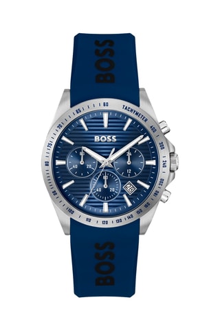 Orologio al quarzo in silicone - Tachimetro e cronografo - Blu e argentato