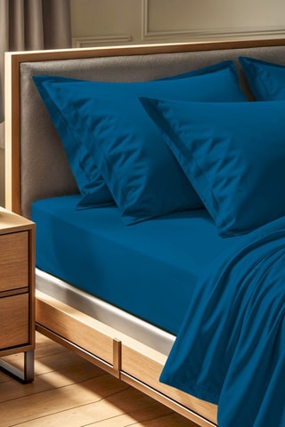 Drap-housse en coton renforcé 145 fils/cm² Tonne Marie - Bleu pétrole