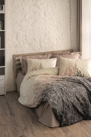 Parure de couette en coton 57 fils/cm² - Beige et rose