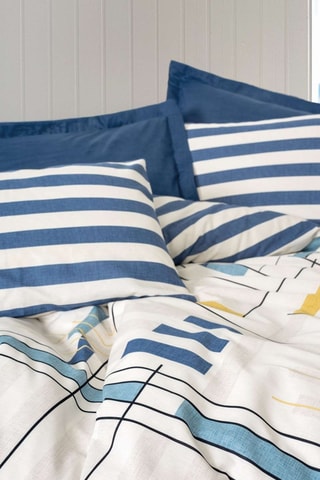Parure de couette en coton - 57 fils/cm² Lunox - Bleu foncé