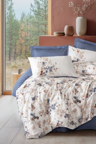 Parure de couette en satin de coton Nebulae - Indigo