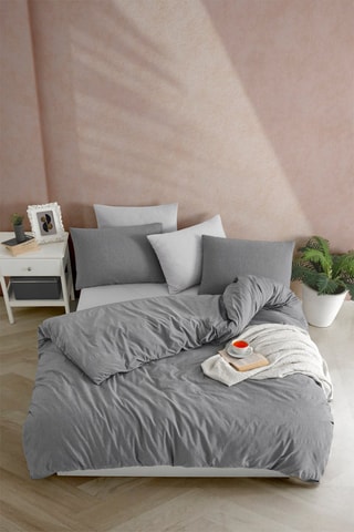 Parure de couette en coton 52 fils/cm² Yarn Dyed - Anthracite