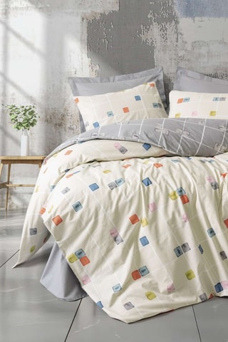 Parure de couette  en coton - 57 fils/cm² Evo - Gris