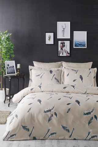 Parure de lit en coton 57 fils/cm² Feather - Beige