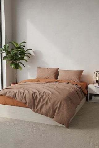 Parure de couette en coton Oniks - 57 fils/cm² - Caramel