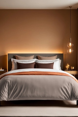 Housse de couette en coton renforcé 145 fils/cm² Tonne Brune - Beige