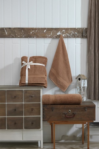 Serviette invité et drap de bain - Marron - 50 x 70 / 90 x 160 cm