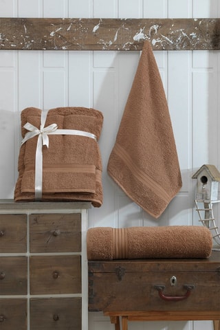 Serviette invité et drap de bain - Marron - 50 x 70 / 90 x 160 cm