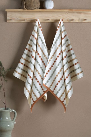 2 serviettes de toilette - Ecru et marron clair - 50 x 90 cm