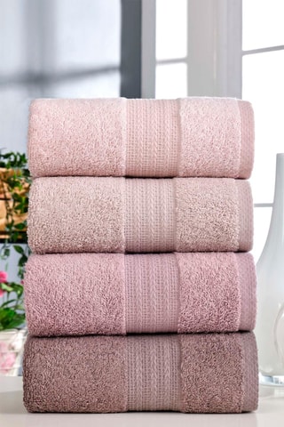 4 serviettes de toilette - Rose poudré - 50 x 85 cm