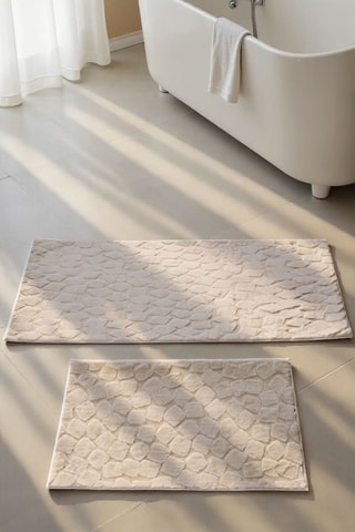 2 tapis de bain Rabbit - Beige - 60 x 100 cm et 50 x 60 cm