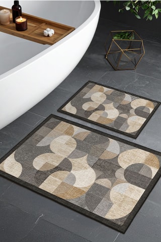 2 tapis de bain - Gris - 50 x 60 cm et 60 x 100 cm