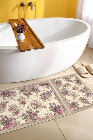2 tapis de bain - Rose - 50 x 60 cm et 60 x 100 cm
