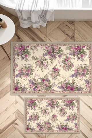 2 tapis de bain - Rose - 50 x 60 cm et 60 x 100 cm