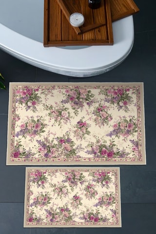2 tapis de bain - Rose - 50 x 60 cm et 60 x 100 cm