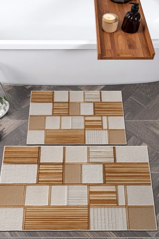 2 tapis de bain - Orange - 50 x 60 cm et 60 x 100 cm