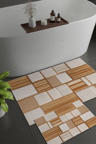 2 tapis de bain - Orange - 50 x 60 cm et 60 x 100 cm