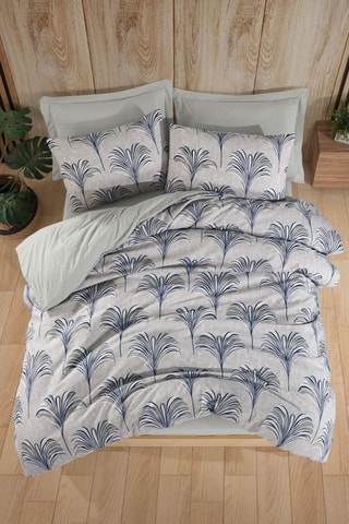 Parure de couette réversible en coton - 47 fils/cm² - Bleu