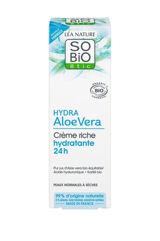 Crème riche hydratante 24H Bio - Peaux normales à sèches - Aloe vera - 50 ml