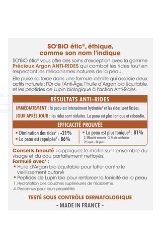 Soin hydratant anti-rides jour Bio Précieux Argan - Tout type de peau - 50 ml
