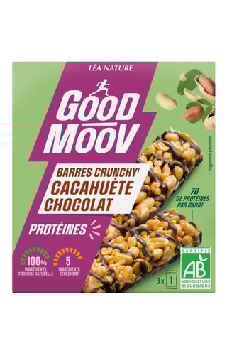 3 x Barre crunchy bio Good Moov - Cacahuète chocolat - 3 x 35 g