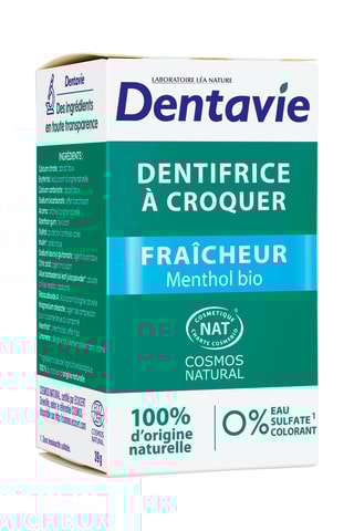 3 x Dentifrice à croquer fraicheur au menthol bio - 60 comprimés