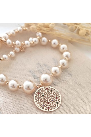 Collier de perles - Laiton plaqué or & zircons