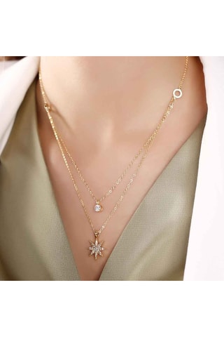 Collier - Laiton plaqué or & zircons