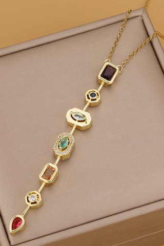 Collier - Plaqué or jaune et zircons