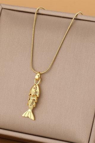 Collier - Plaqué or jaune et zircon