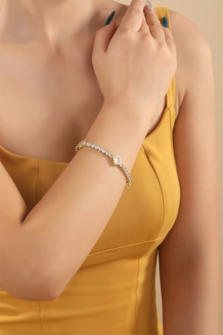 Bracelet - Plaqué or jaune et et zircons